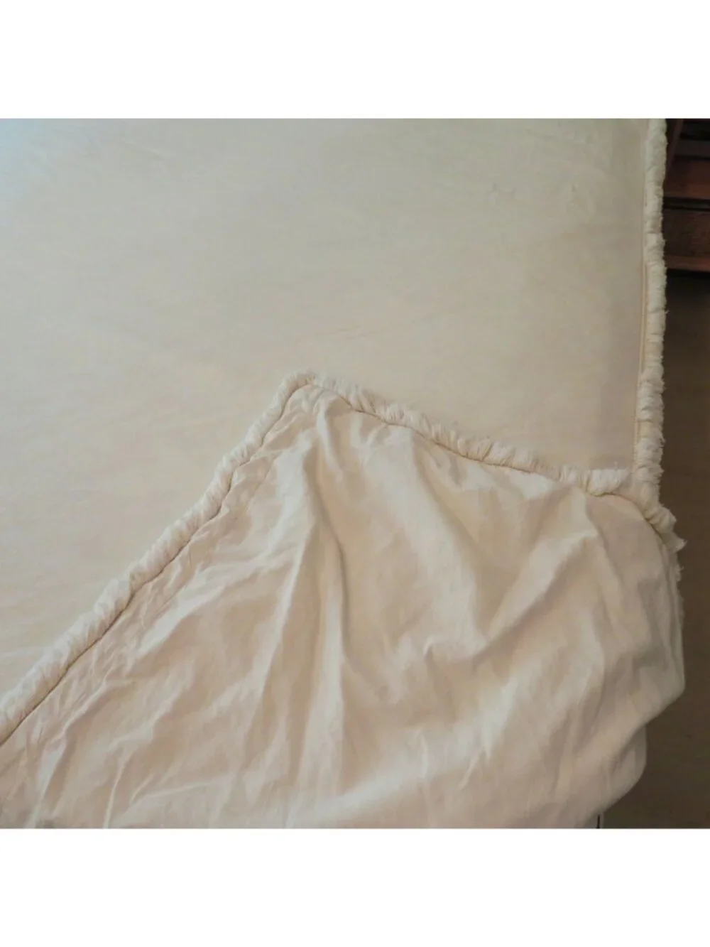 Vintage Full/Queen Cotton Duvet Cover Chenille Fringe Detail Zip 90